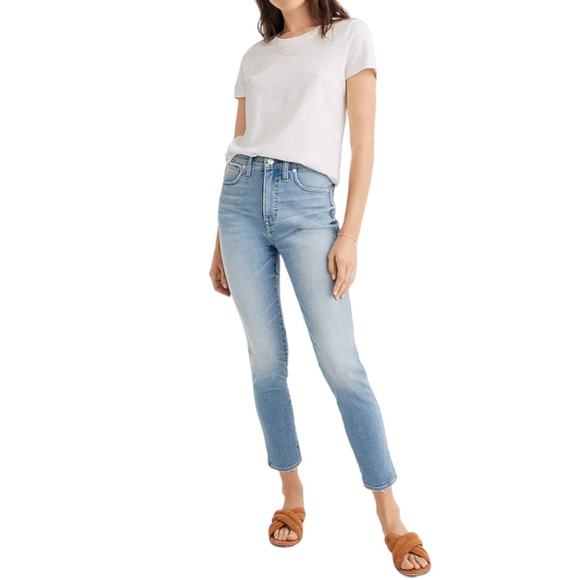 Madewell 10" High-Rise Skinny Ankle Crop Denim Jeans Horne Wash Light Blue 30 - Picture 2 of 16